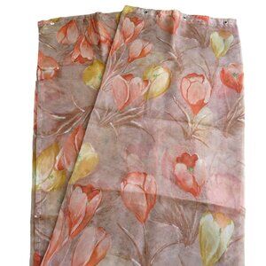 Vintage Jakson Fabric Shower Curtain Brown Orange Tulips Bathroom Bath Deadstock